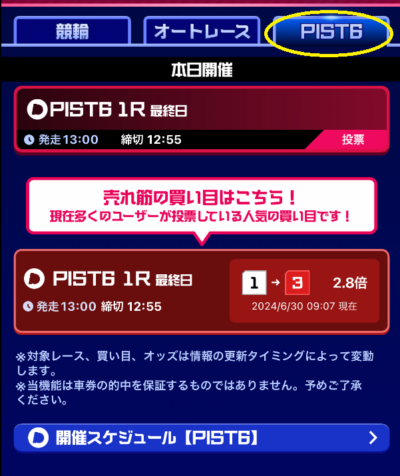 3つのタブから「PIST6」を選択