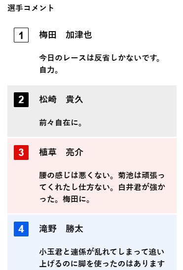 レース前のコメント