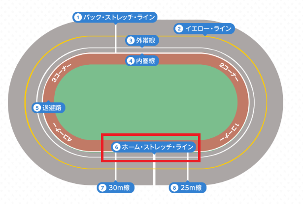 ホームストレッチライン（残り1周）